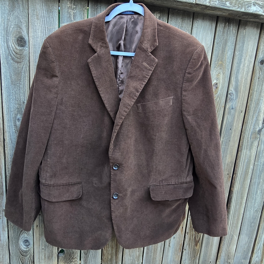Men's Stafford Brown Corduroy Blazer Sz 44 Short Classic Fit